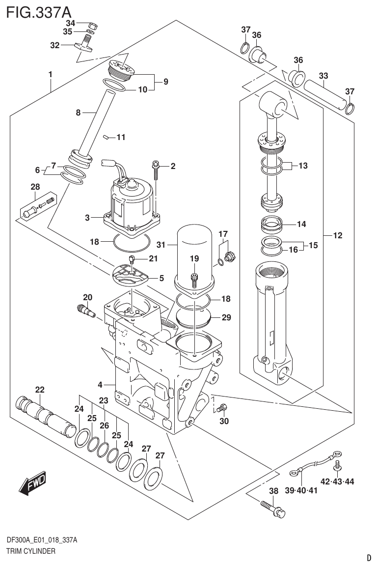 Suzuki DF250AP TRIM CYLINDER parts diagram