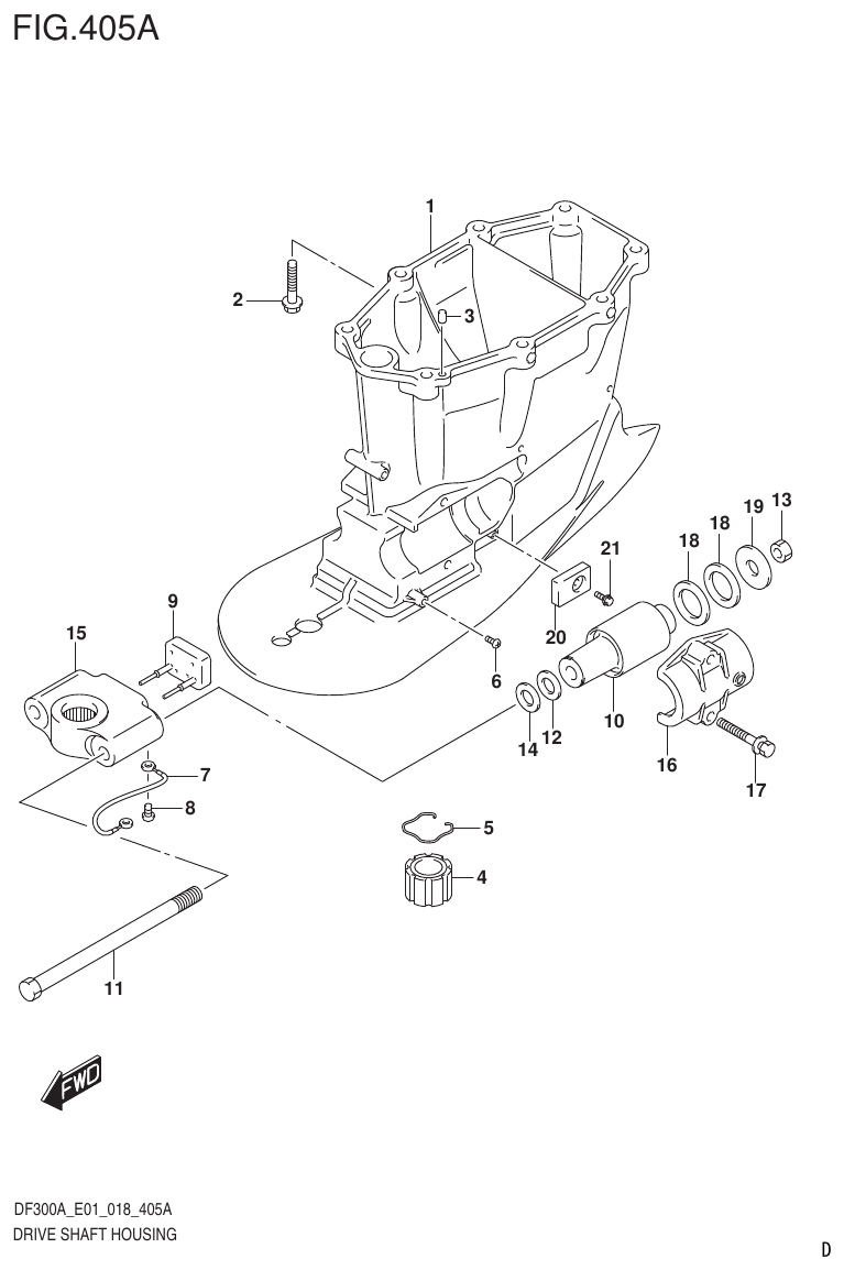 Suzuki DF250AP DRIVE SHAFT HOUSING TRANSOM(X) parts diagram