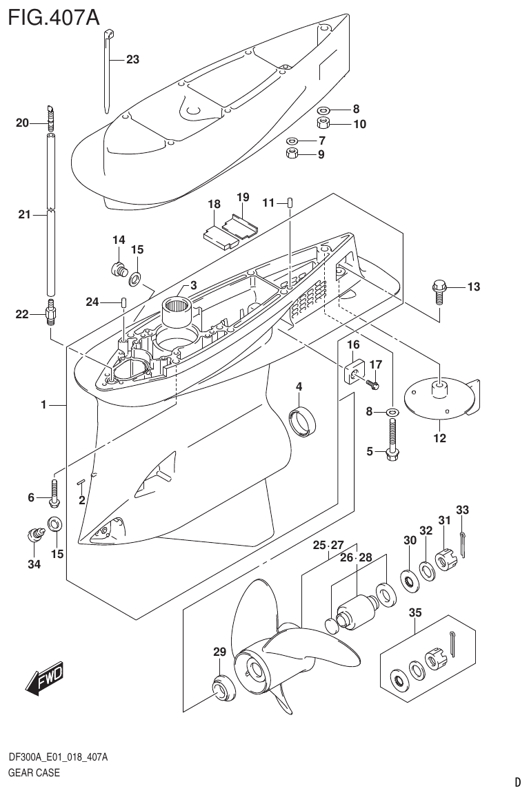 Suzuki DF250AP GEAR CASE parts diagram