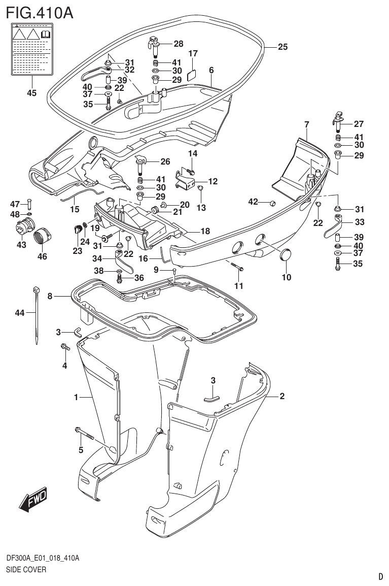 Suzuki DF250AP SIDE COVER parts diagram