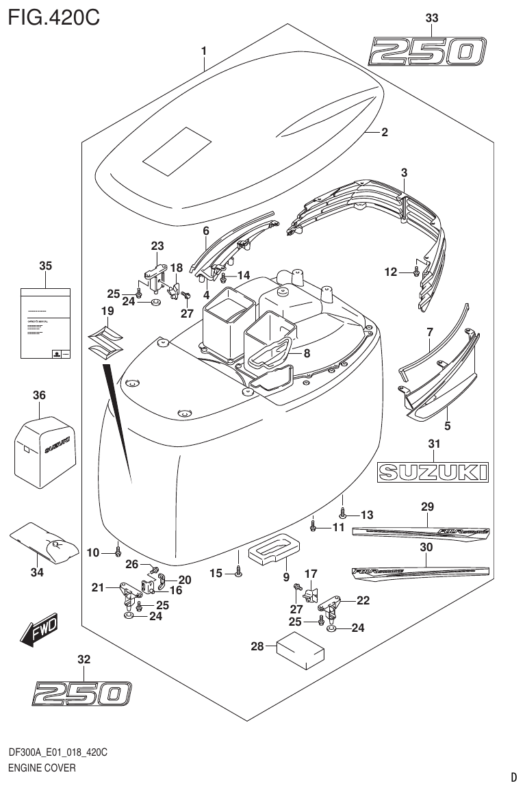 Suzuki DF250AP ENGINE COVER (DF250A E01) parts diagram