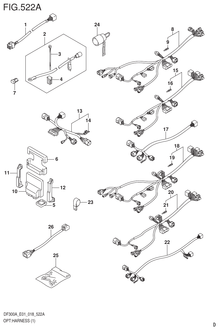 Suzuki DF250AP OPT:HARNESS (1) parts diagram