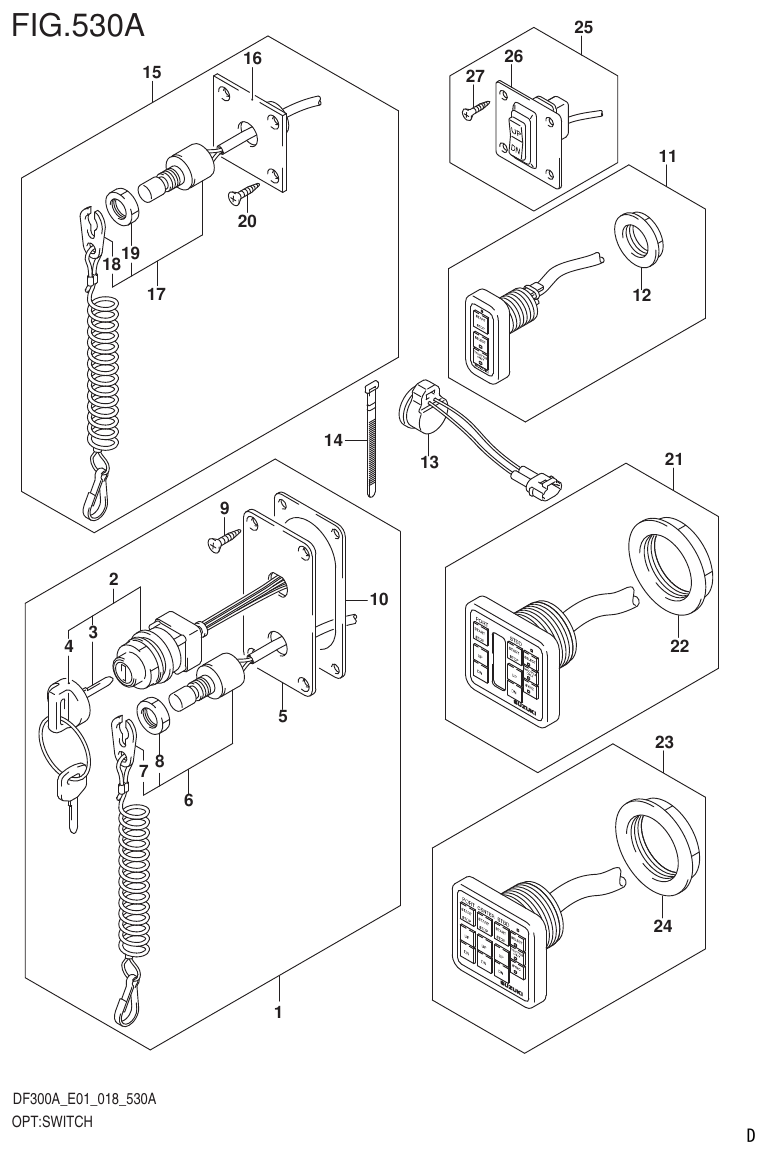 Suzuki DF250AP OPT:SWITCH parts diagram