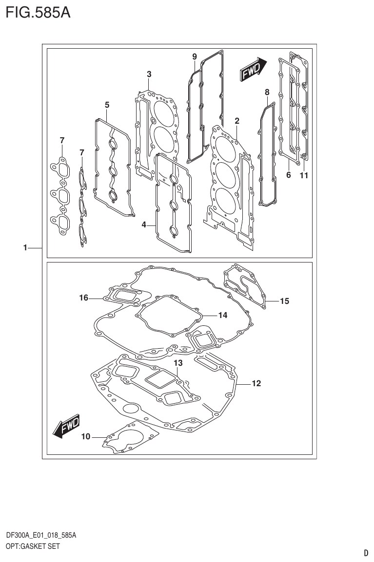 Suzuki DF250AP OPT:GASKET SET parts diagram