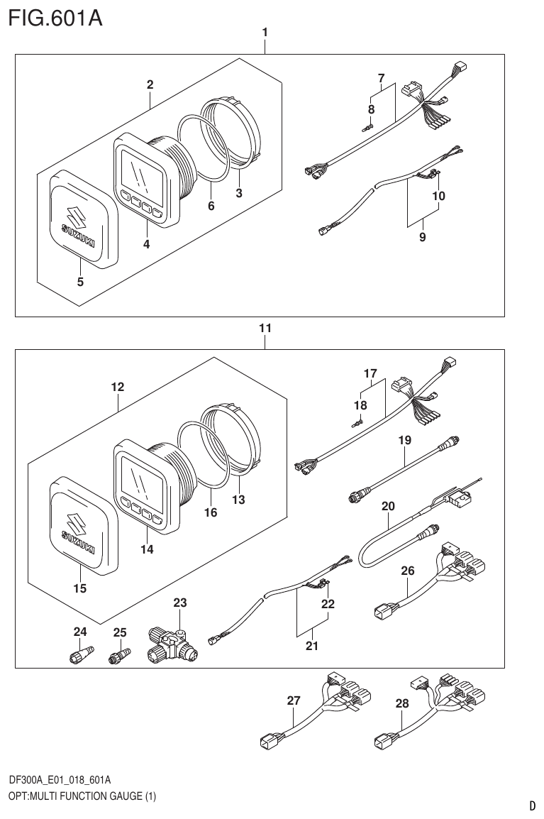 Suzuki DF250AP OPT:MULTI FUNCTION GAUGE (1) parts diagram