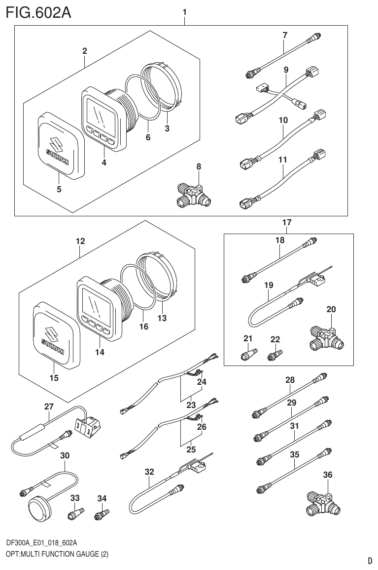 Suzuki DF250AP OPT:MULTI FUNCTION GAUGE (2) parts diagram