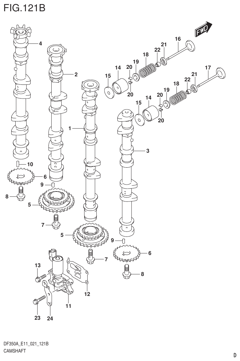 Suzuki DF325A, DF300B CAMSHAFT (DF300B) parts diagram