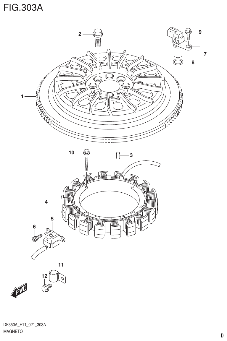 Suzuki DF325A, DF300B MAGNETO (DF350A,DF325A) parts diagram