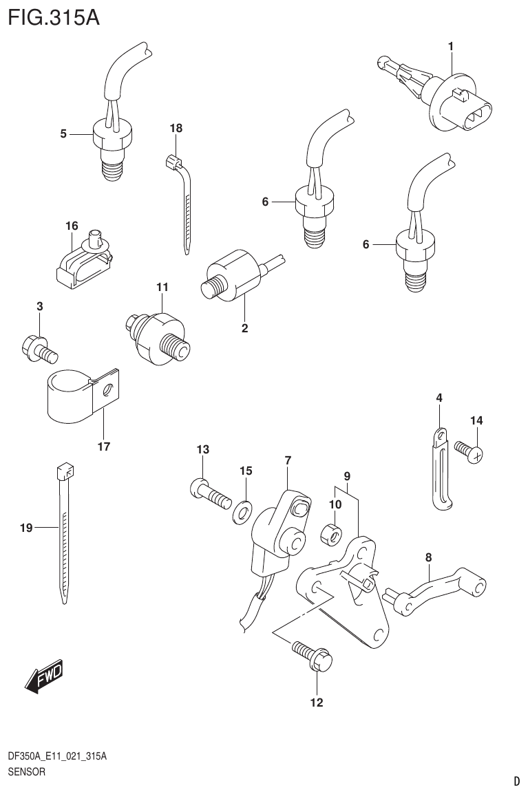 Suzuki DF325A, DF300B SENSOR parts diagram