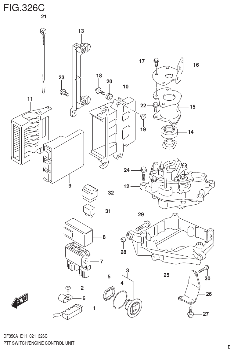 Suzuki DF325A, DF300B PTT SWITCH/ENGINE CONTROL UNIT (DF325A E40) parts diagram