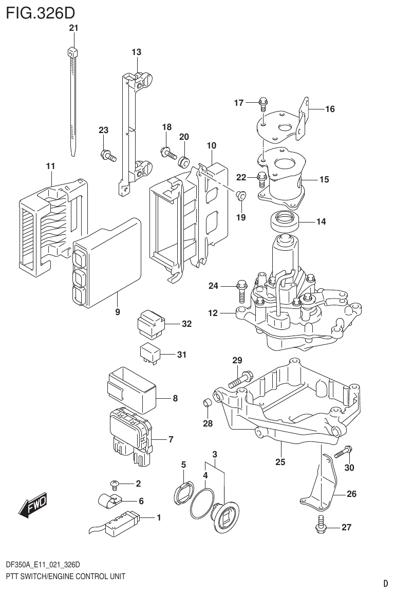 Suzuki DF325A, DF300B PTT SWITCH/ENGINE CONTROL UNIT (DF300B) parts diagram
