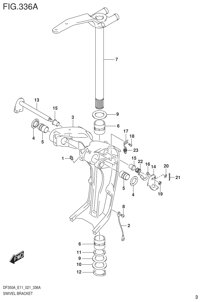 Suzuki DF325A, DF300B SWIVEL BRACKET parts diagram