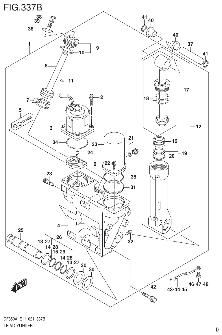 Suzuki DF325A, DF300B TRIM CYLINDER (DF350A,DF325A:NOTE) parts diagram