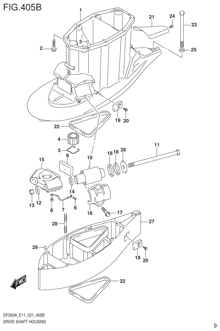 Suzuki DF325A, DF300B DRIVE SHAFT HOUSING (XX) parts diagram