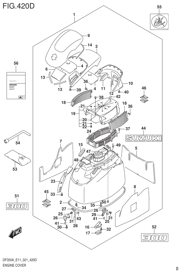 Suzuki DF325A, DF300B ENGINE COVER (DF300B) parts diagram