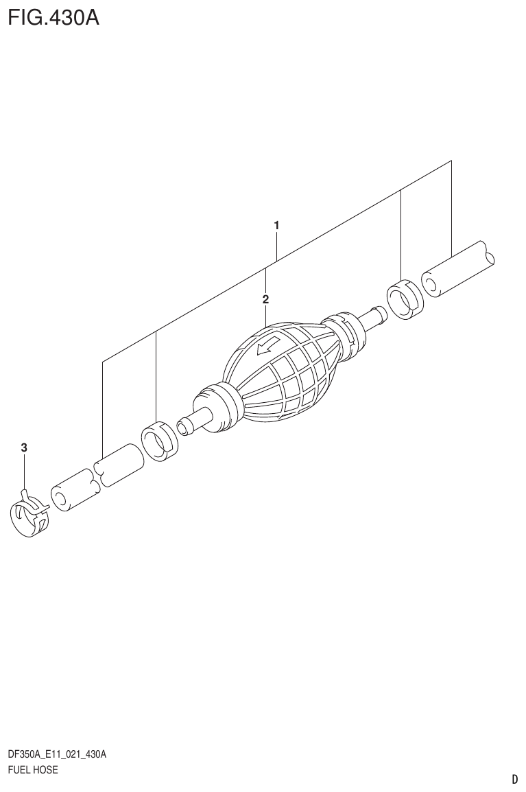 Suzuki DF325A, DF300B FUEL HOSE (DF350A,DF325A) parts diagram