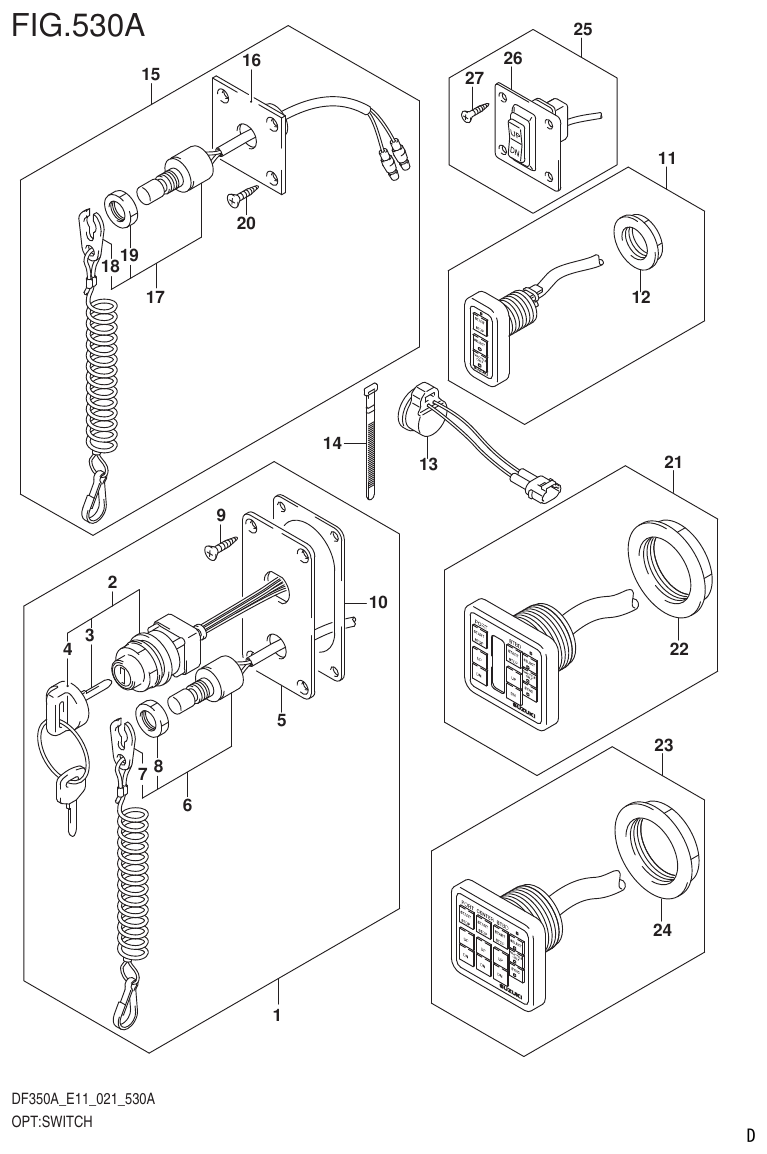 Suzuki DF325A, DF300B OPT:SWITCH parts diagram