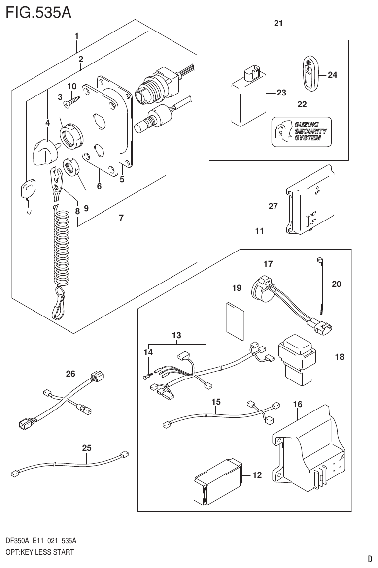 Suzuki DF325A, DF300B OPT:KEY LESS START (DF350A,DF325A) parts diagram