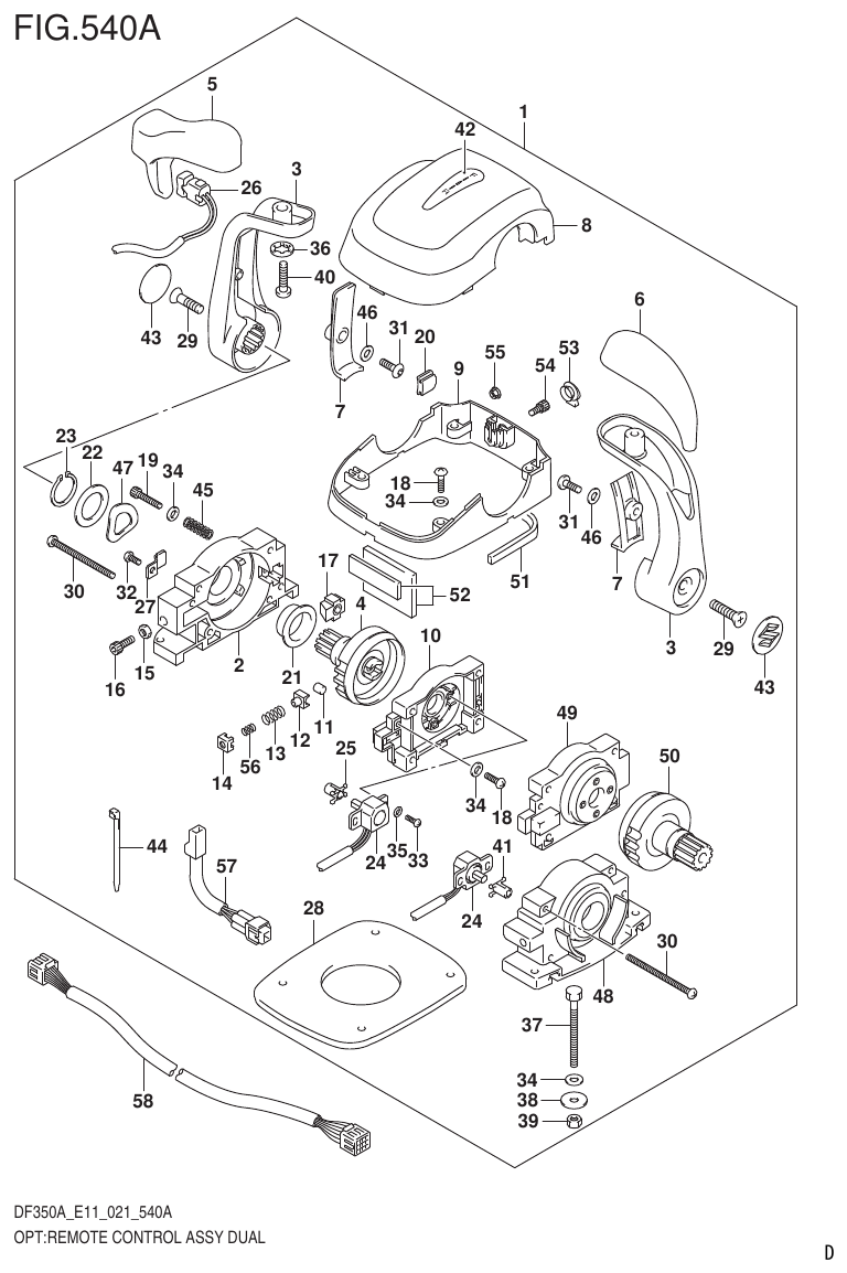 Suzuki DF325A, DF300B OPT:REMOTE CONTROL ASSY DUAL parts diagram