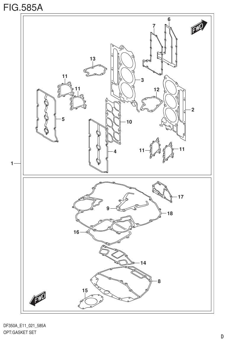 Suzuki DF325A, DF300B OPT:GASKET SET parts diagram