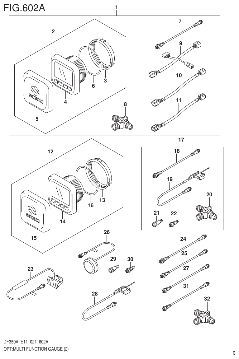Suzuki DF325A, DF300B OPT:MULTI FUNCTION GAUGE (2) parts diagram