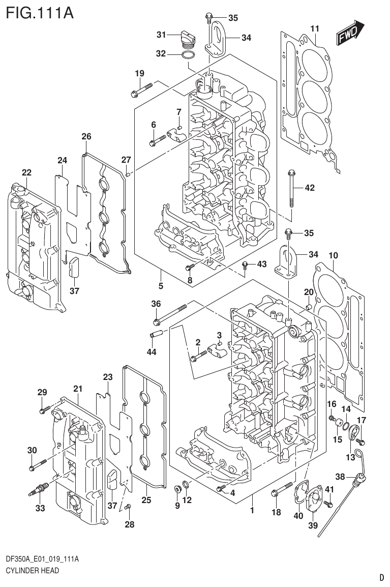 Suzuki DF325AT CYLINDER HEAD parts diagram