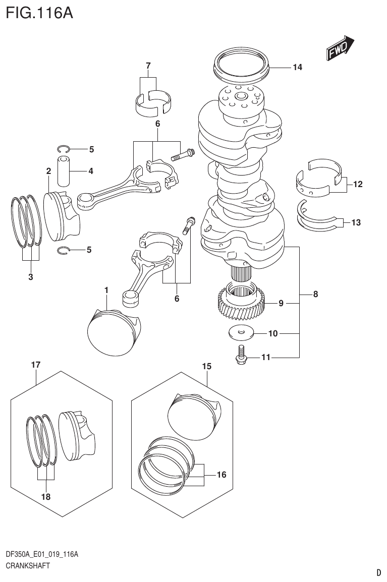 Suzuki DF325AT CRANKSHAFT (DF350A) parts diagram