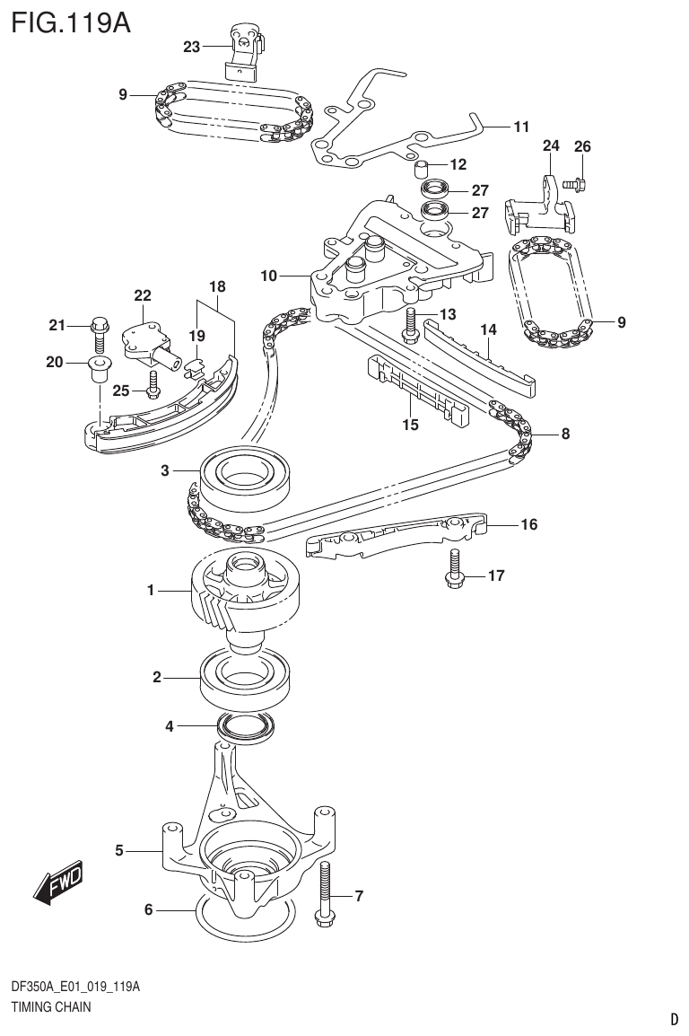 Suzuki DF325AT TIMING CHAIN parts diagram