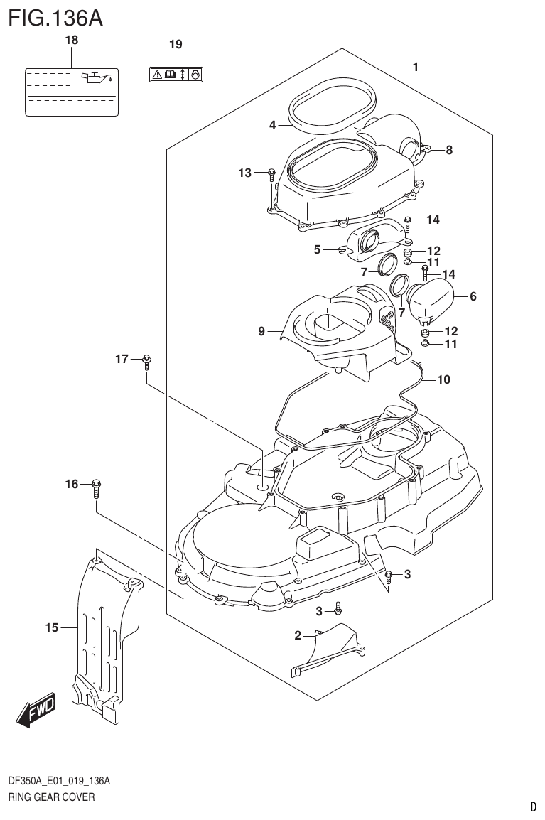 Suzuki DF325AT RING GEAR COVER parts diagram
