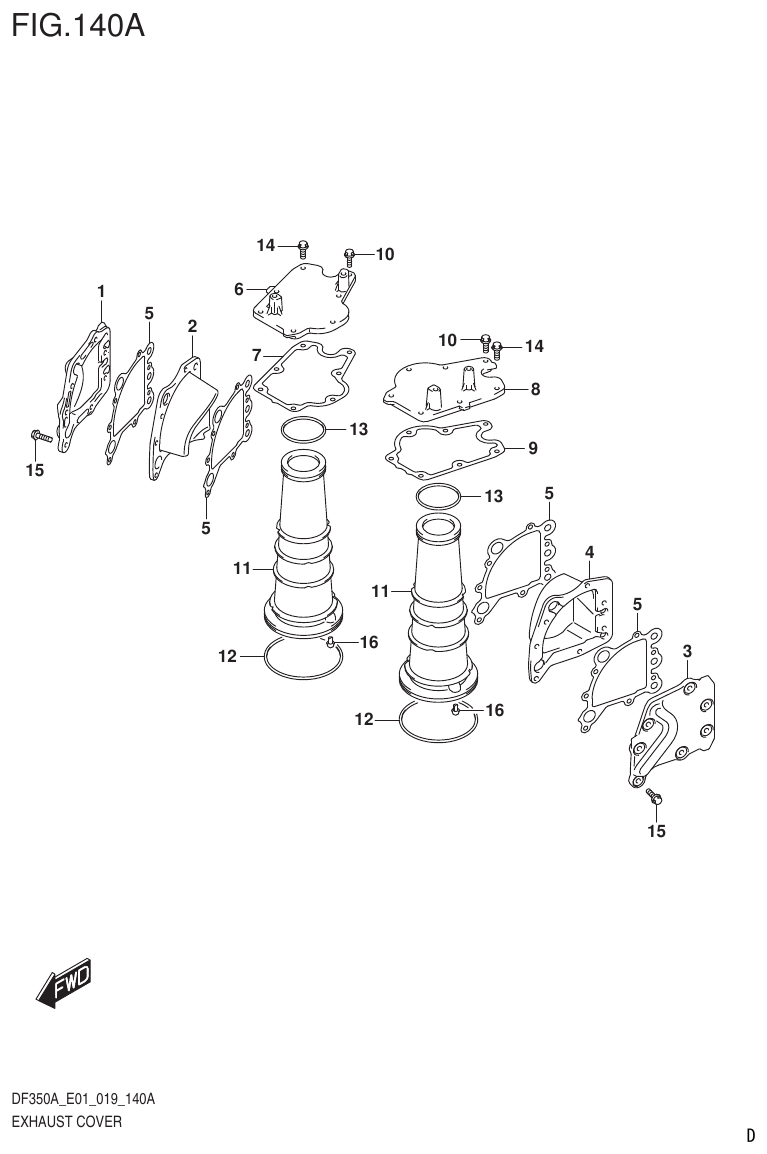 Suzuki DF325AT EXHAUST COVER parts diagram