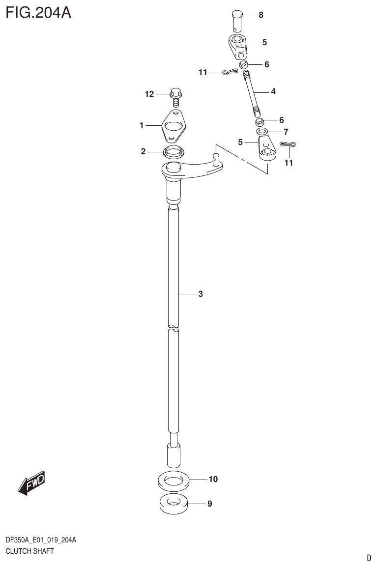 Suzuki DF325AT CLUTCH SHAFT parts diagram