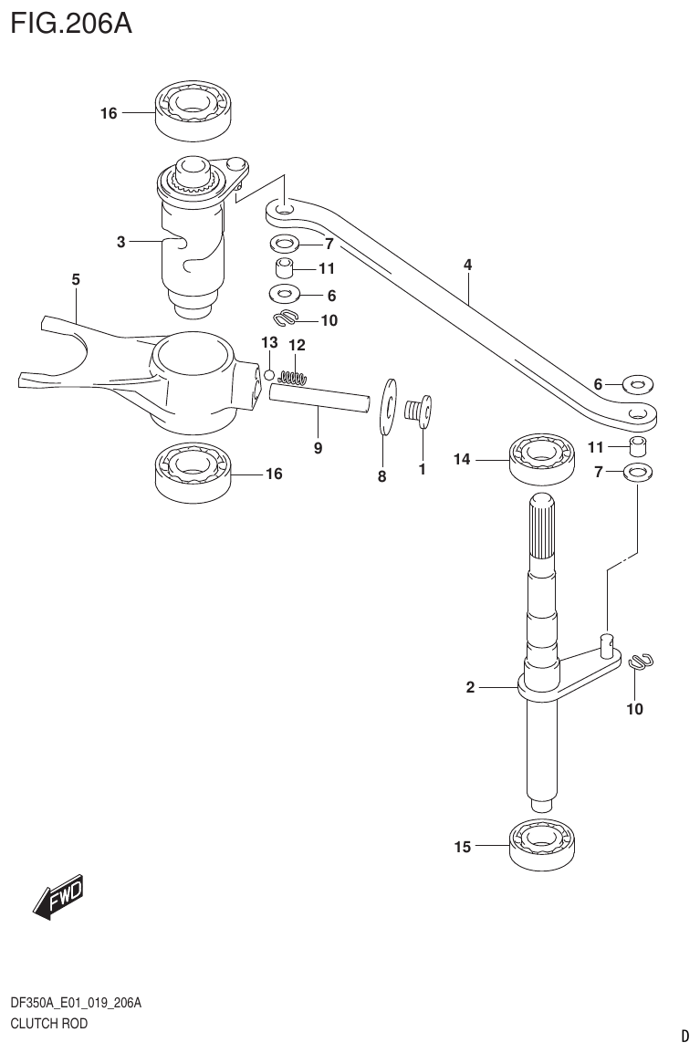 Suzuki DF325AT CLUTCH ROD parts diagram