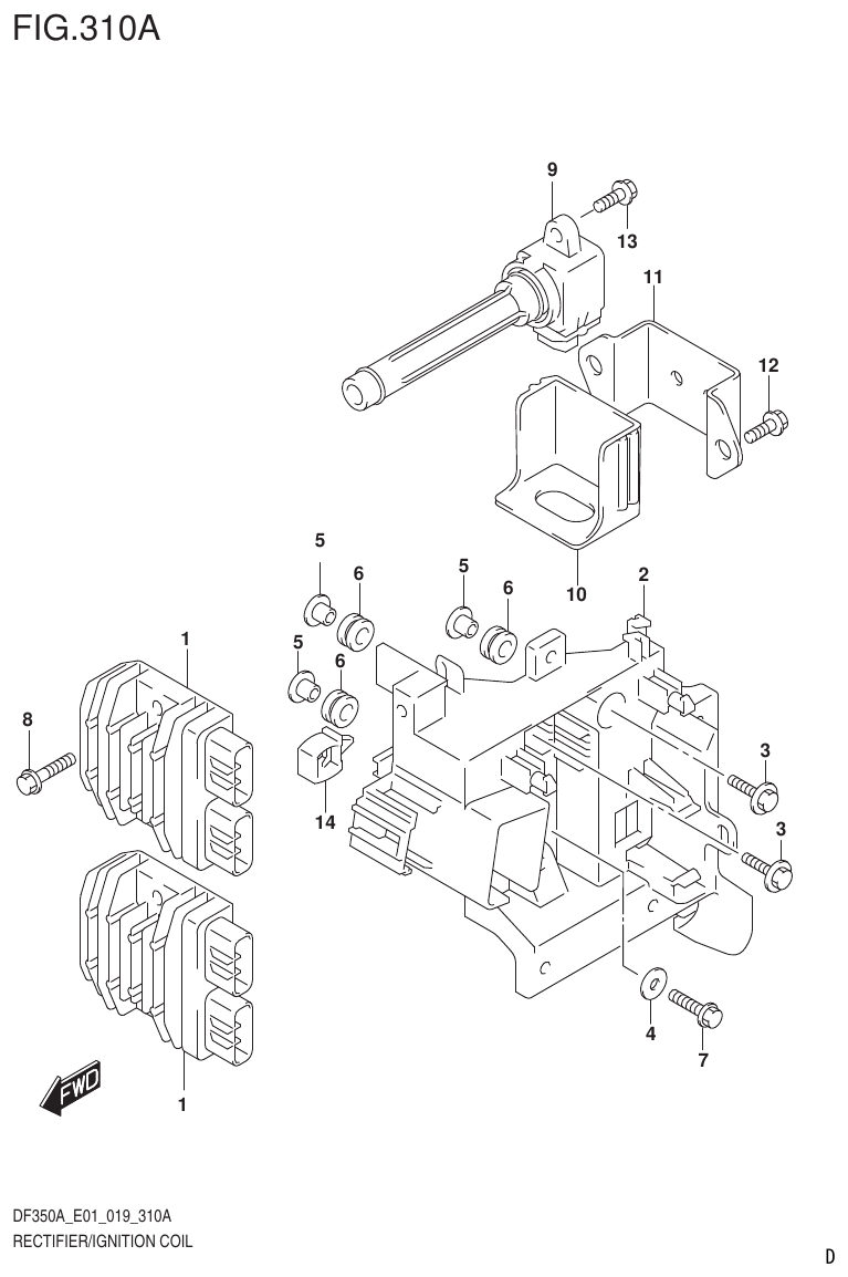 Suzuki DF325AT RECTIFIER/IGNITION COIL parts diagram