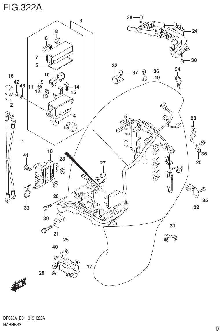 Suzuki DF325AT HARNESS parts diagram