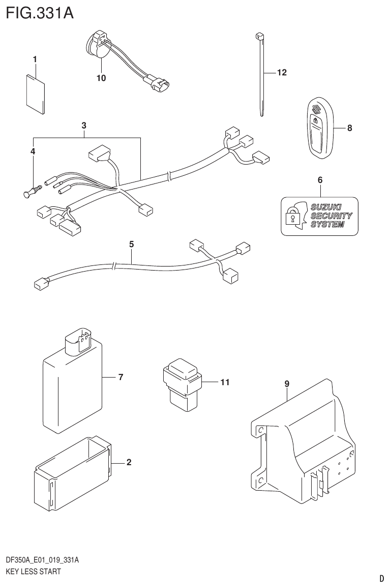 Suzuki DF325AT KEY LESS START (E01) parts diagram
