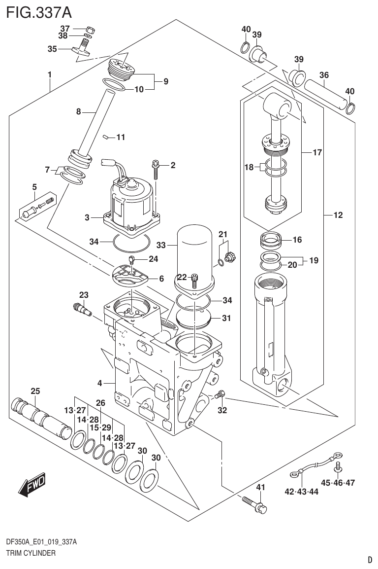 Suzuki DF325AT TRIM CYLINDER parts diagram