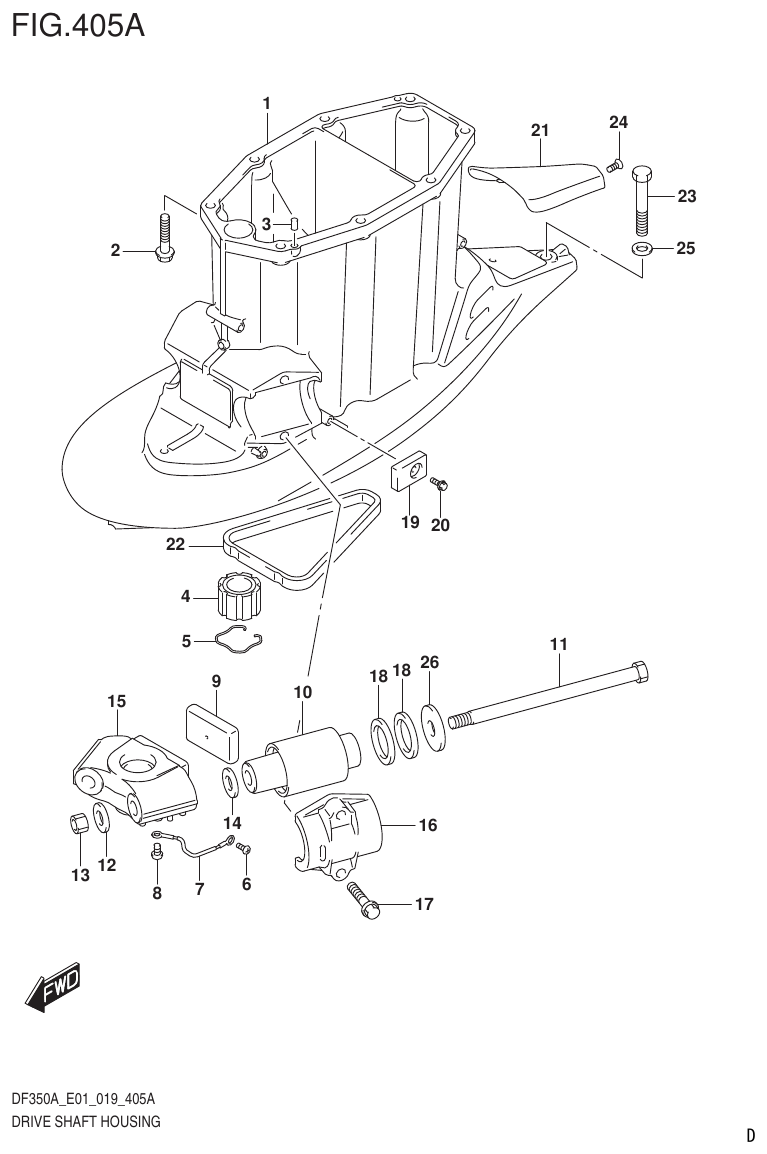 Suzuki DF325AT DRIVE SHAFT HOUSING (X) parts diagram