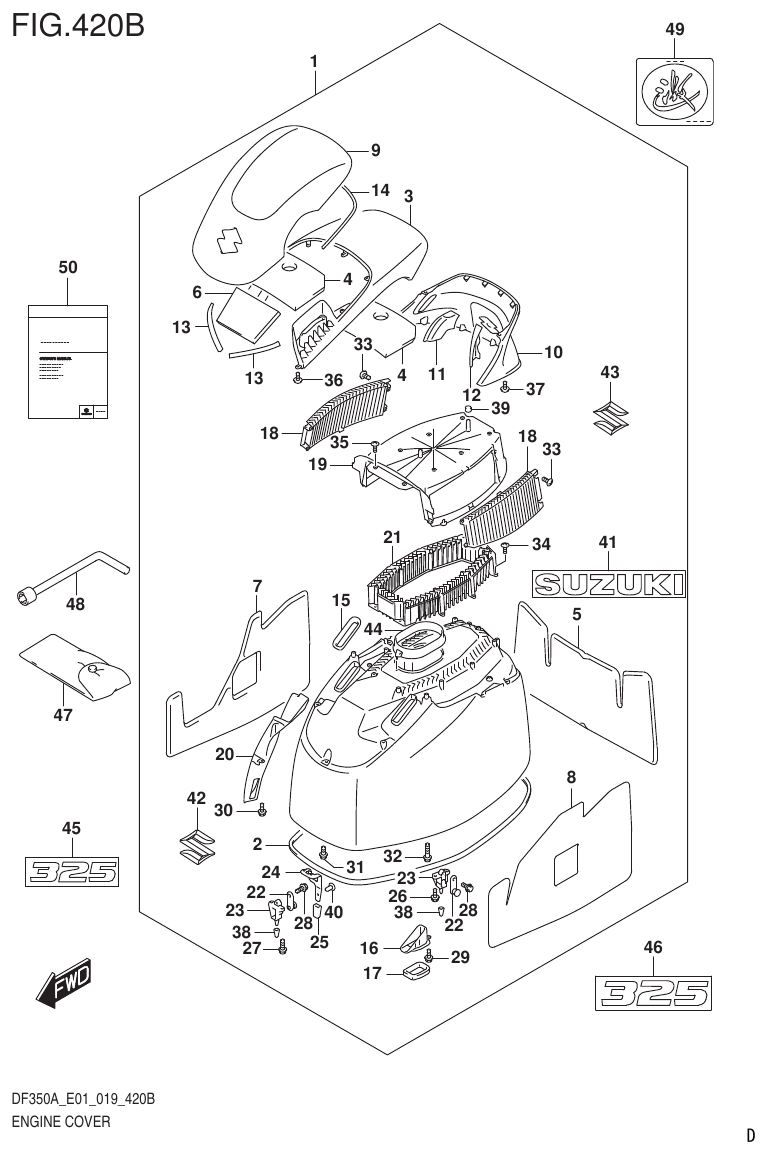 Suzuki DF325AT ENGINE COVER (DF325A E01) parts diagram