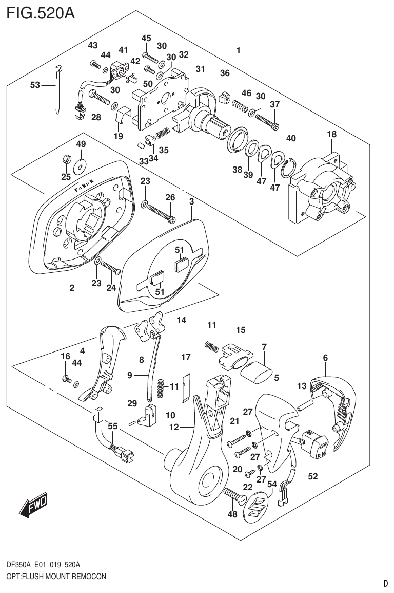 Suzuki DF325AT OPT:FLUSH MOUNT REMOCON parts diagram