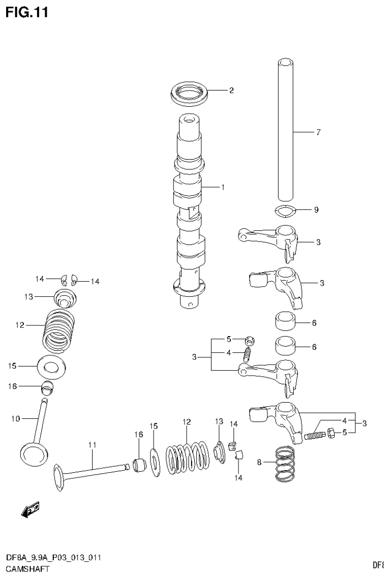Suzuki DF8AR CAMSHAFT (DF9.9AR P03) parts diagram