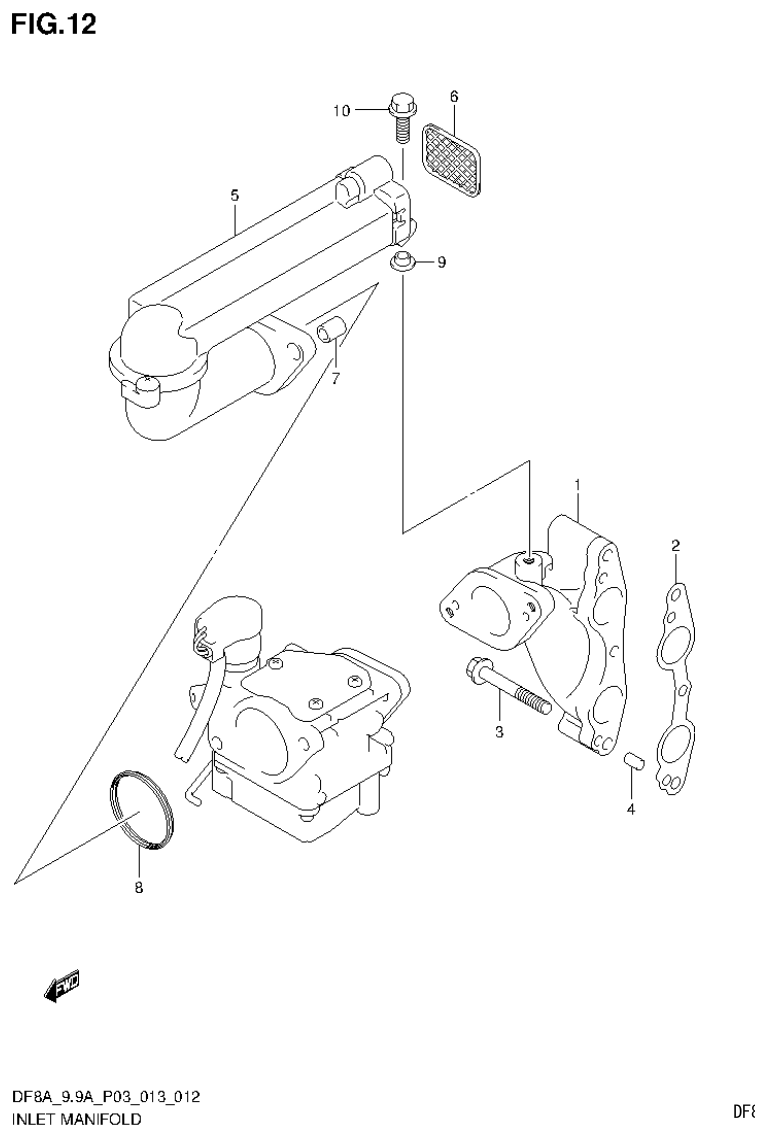 Suzuki DF8AR INLET MANIFOLD parts diagram