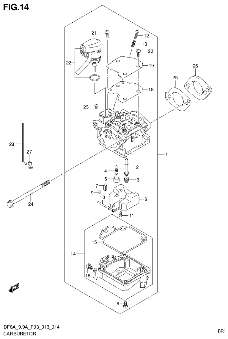 Suzuki DF8AR CARBURETOR (DF8AR P03) parts diagram