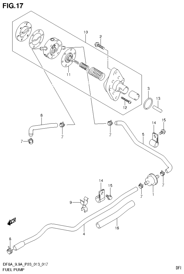 Suzuki DF8AR FUEL PUMP parts diagram