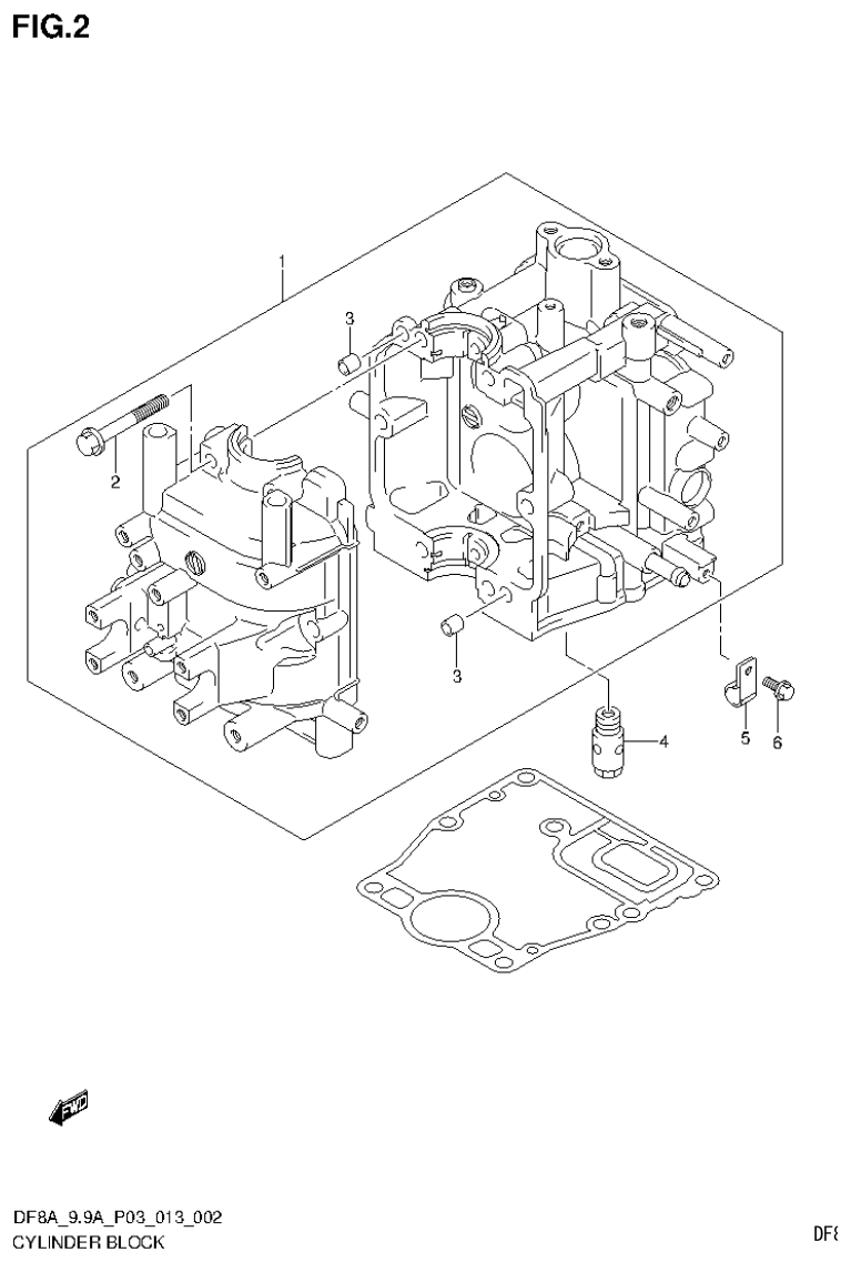 Suzuki DF8AR CYLINDER BLOCK parts diagram