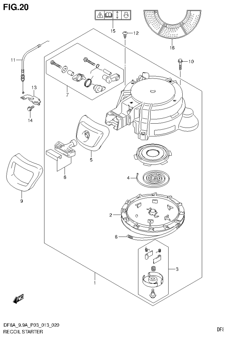 Suzuki DF8AR RECOIL STARTER parts diagram