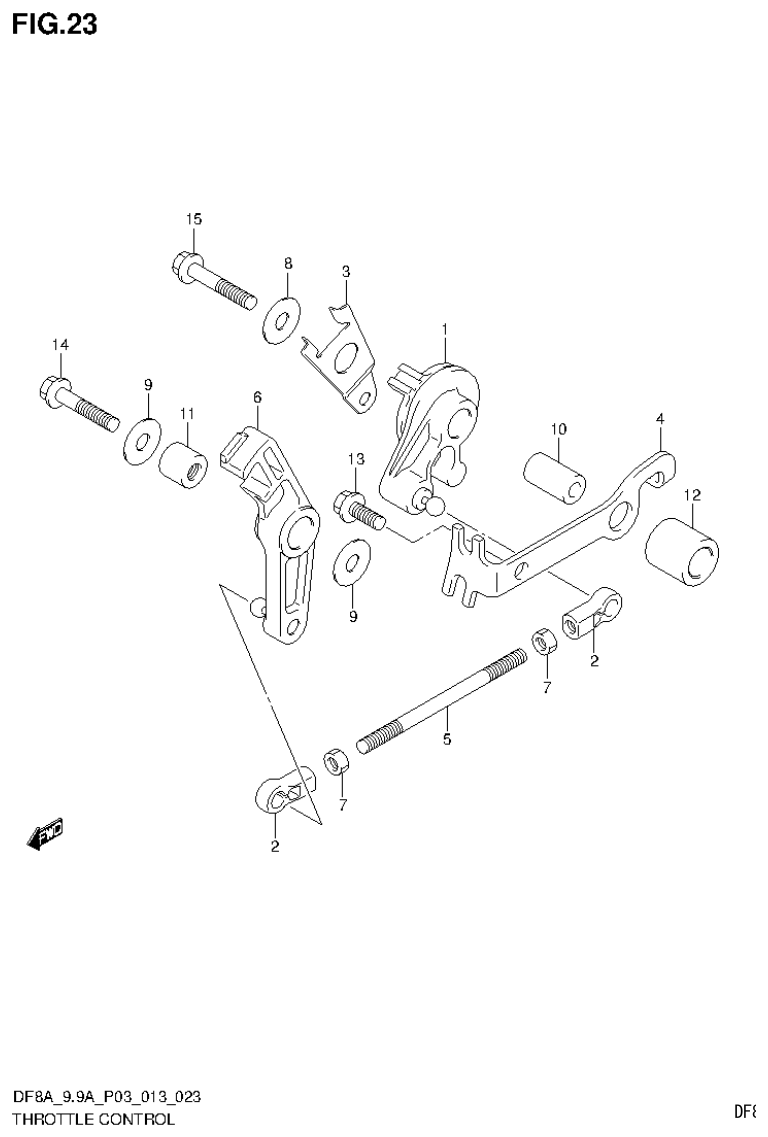 Suzuki DF8AR THROTTLE CONTROL (DF9.9A P03) parts diagram