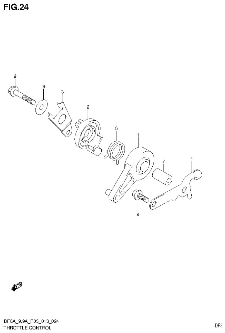 Suzuki DF8AR THROTTLE CONTROL (DF9.9AR P03) parts diagram