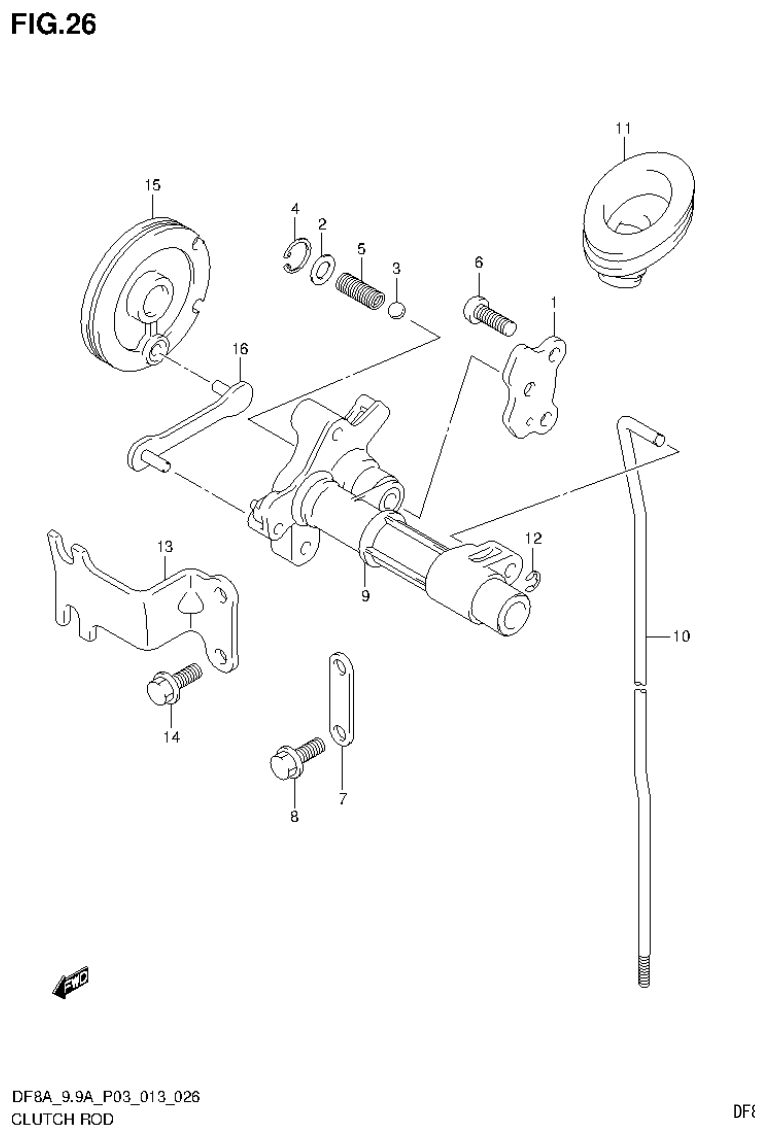 Suzuki DF8AR CLUTCH ROD (DF8A P03) parts diagram