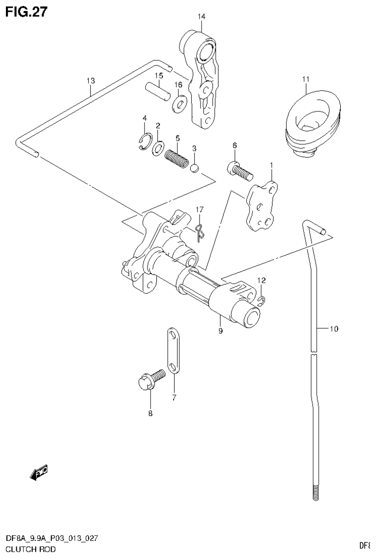 Suzuki DF8AR CLUTCH ROD (DF8AR P03) parts diagram