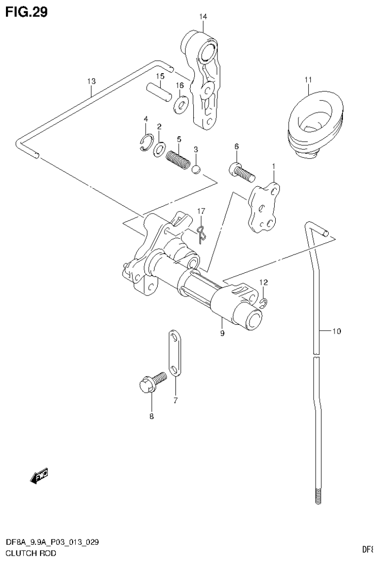 Suzuki DF8AR CLUTCH ROD (DF9.9AR P03) parts diagram